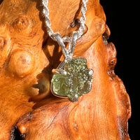 Raw Moldavite Pendant Sterling Silver #8768-Moldavite Life