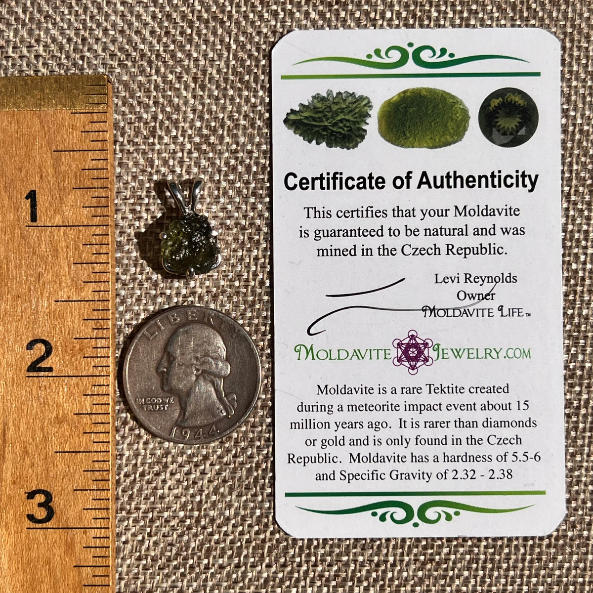 Raw Moldavite Pendant Sterling Silver #8769-Moldavite Life