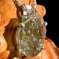 Raw Moldavite Pendant Sterling Silver #8772-Moldavite Life