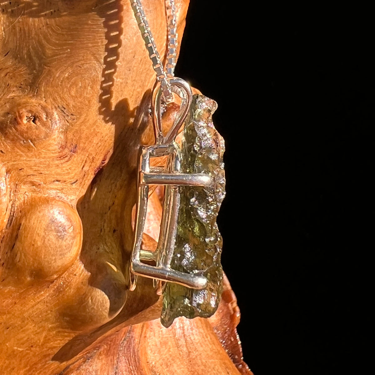 Raw Moldavite Pendant Sterling Silver #8773-Moldavite Life