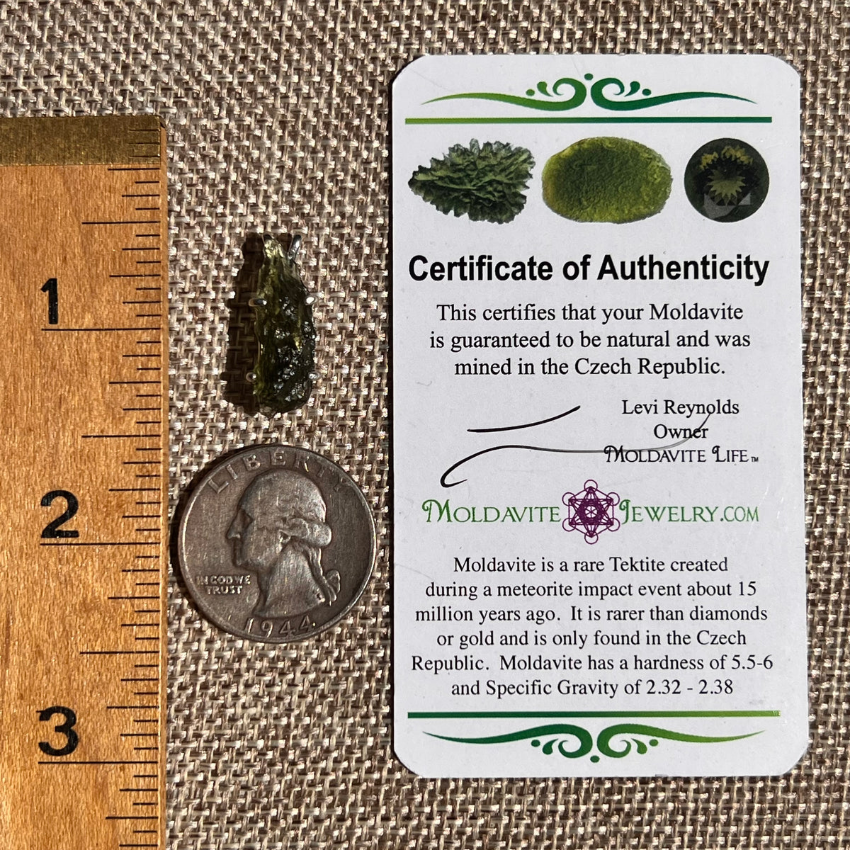Raw Moldavite Pendant Sterling Silver #8773-Moldavite Life