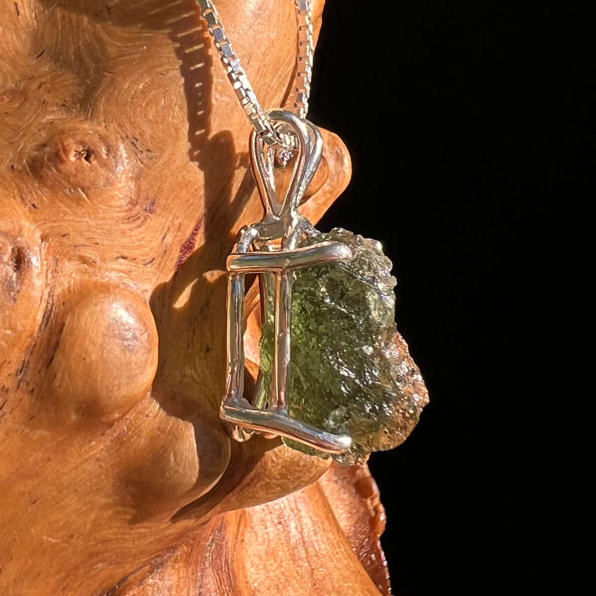 Raw Moldavite Pendant Sterling Silver #8774-Moldavite Life