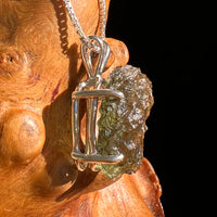Raw Moldavite Pendant Sterling Silver #8776-Moldavite Life