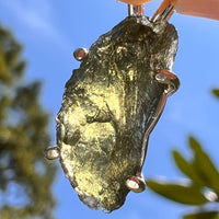 Raw Moldavite Pendant Sterling Silver #8776-Moldavite Life