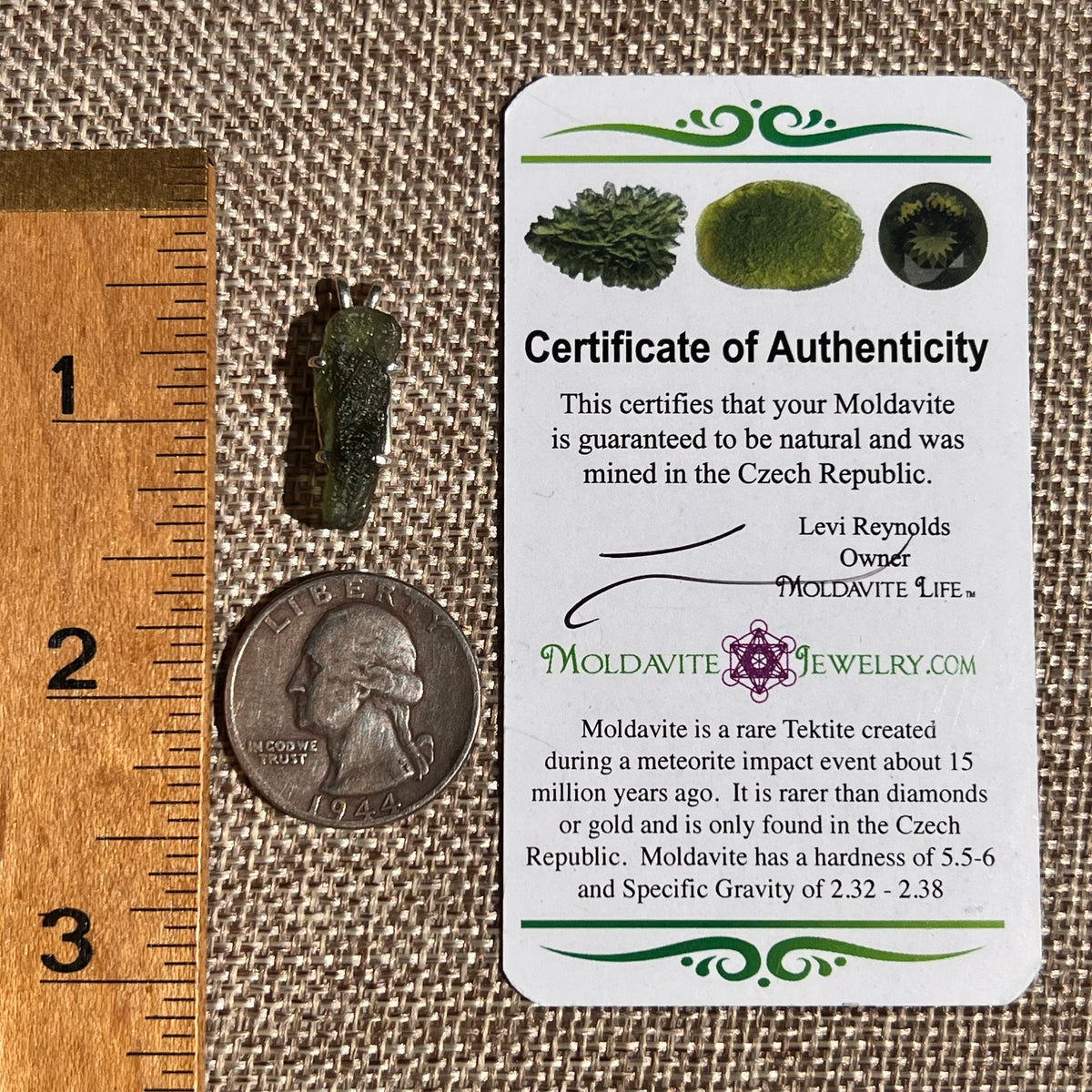 Raw Moldavite Pendant Sterling Silver #8777-Moldavite Life