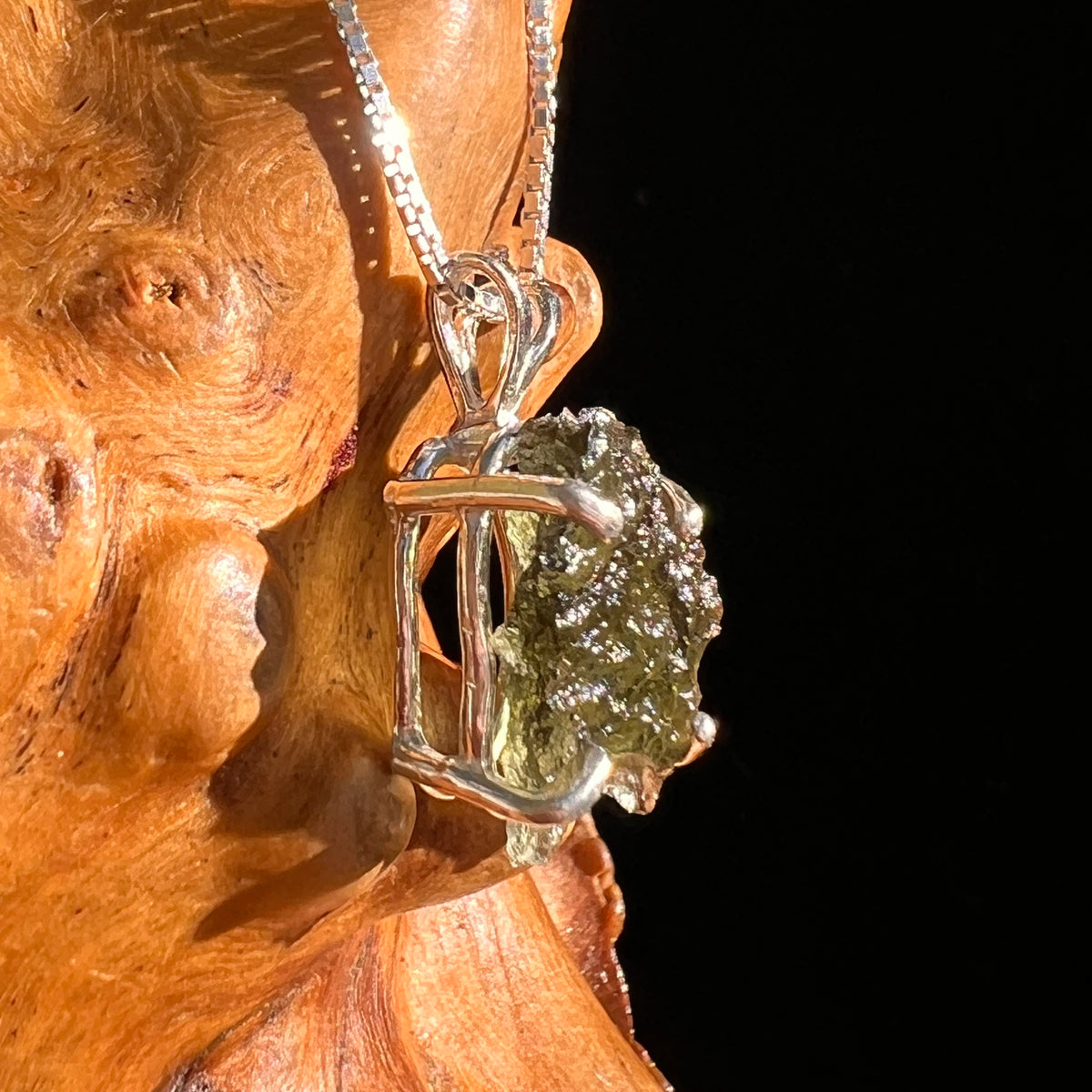 Raw Moldavite Pendant Sterling Silver #8842-Moldavite Life