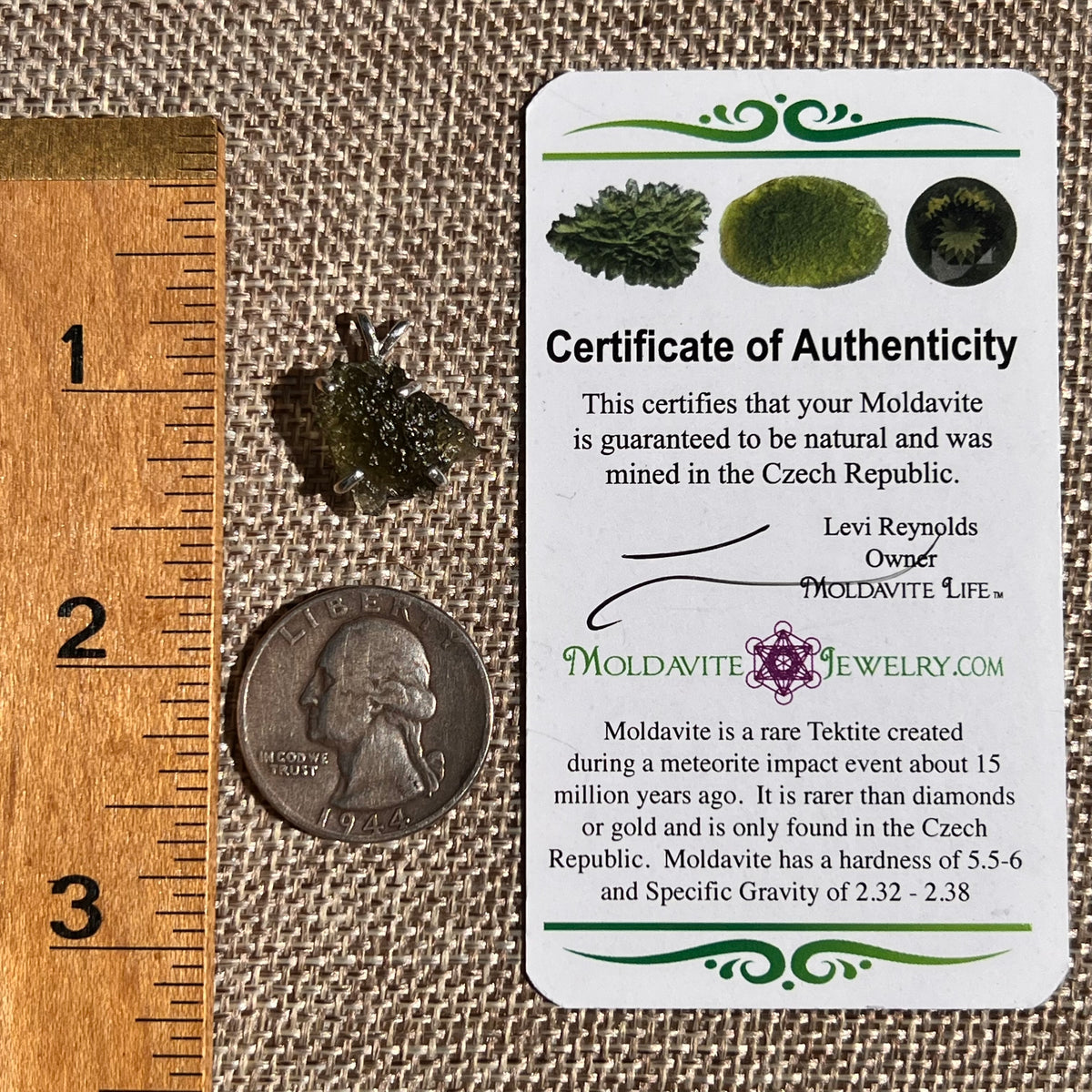 Raw Moldavite Pendant Sterling Silver #8842-Moldavite Life