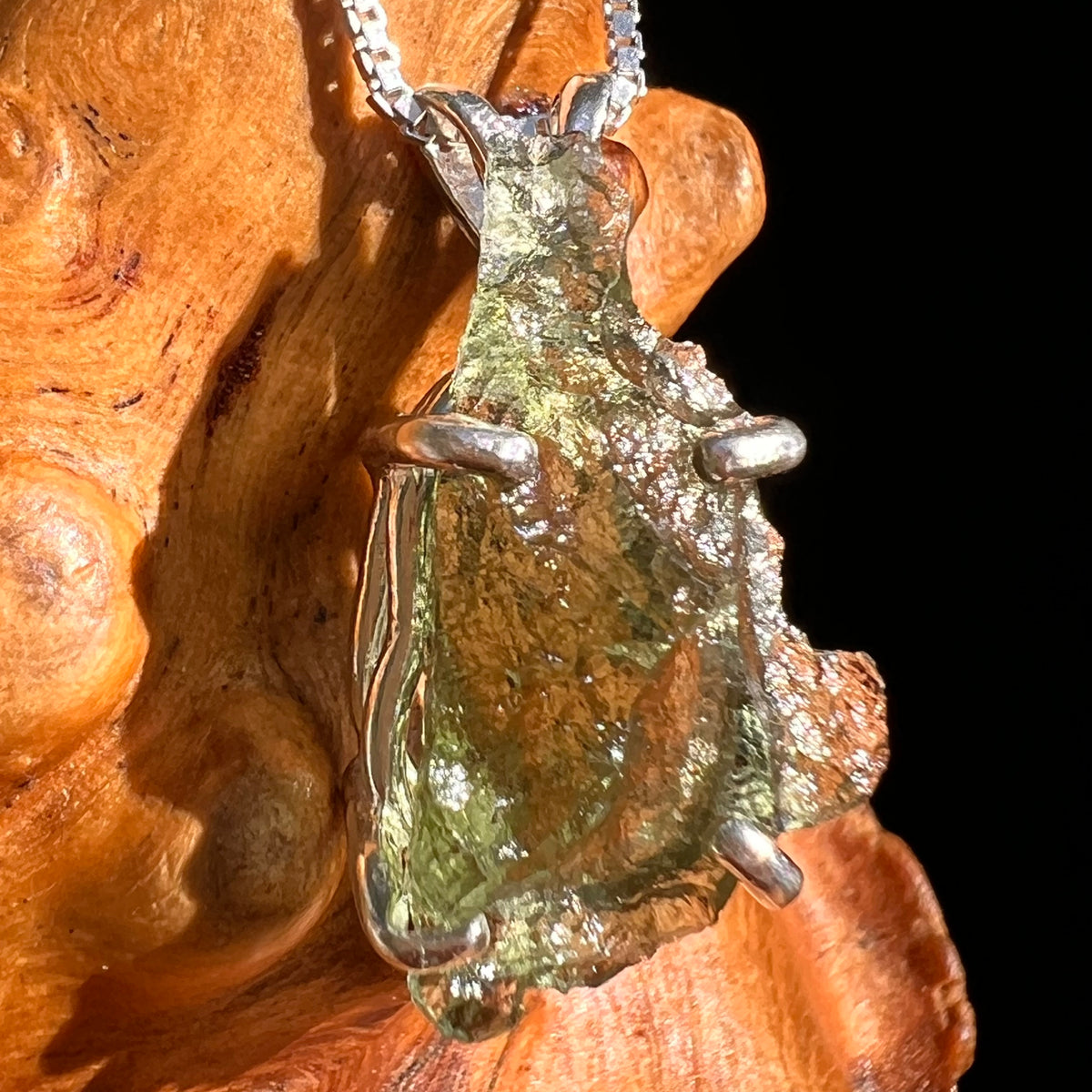 Raw Moldavite Pendant Sterling Silver #8844-Moldavite Life