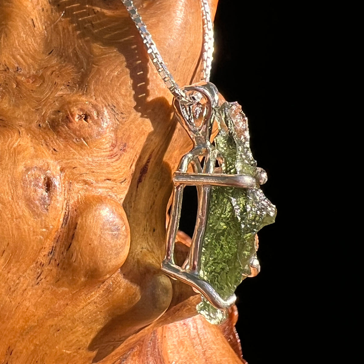 Raw Moldavite Pendant Sterling Silver #8844-Moldavite Life