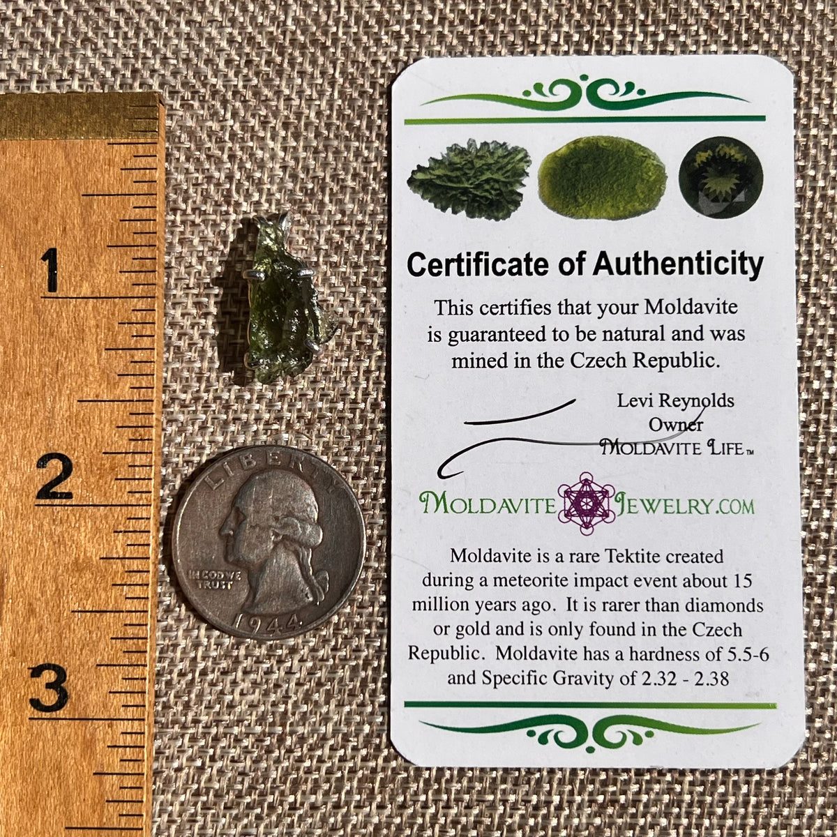 Raw Moldavite Pendant Sterling Silver #8844-Moldavite Life