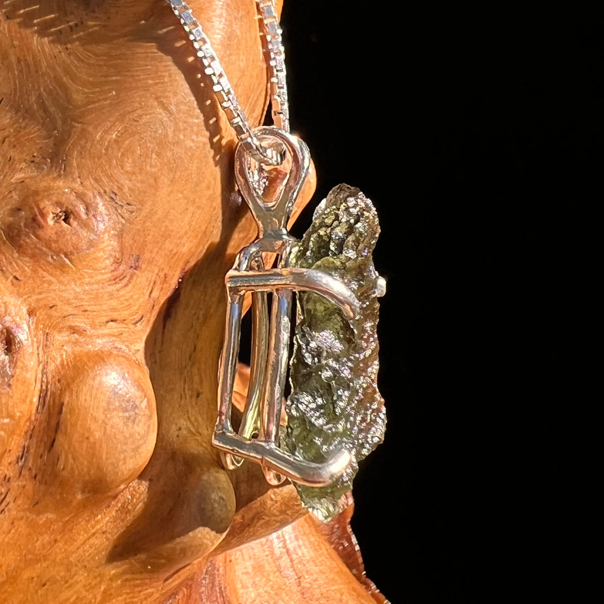 Raw Moldavite Pendant Sterling Silver #8845-Moldavite Life