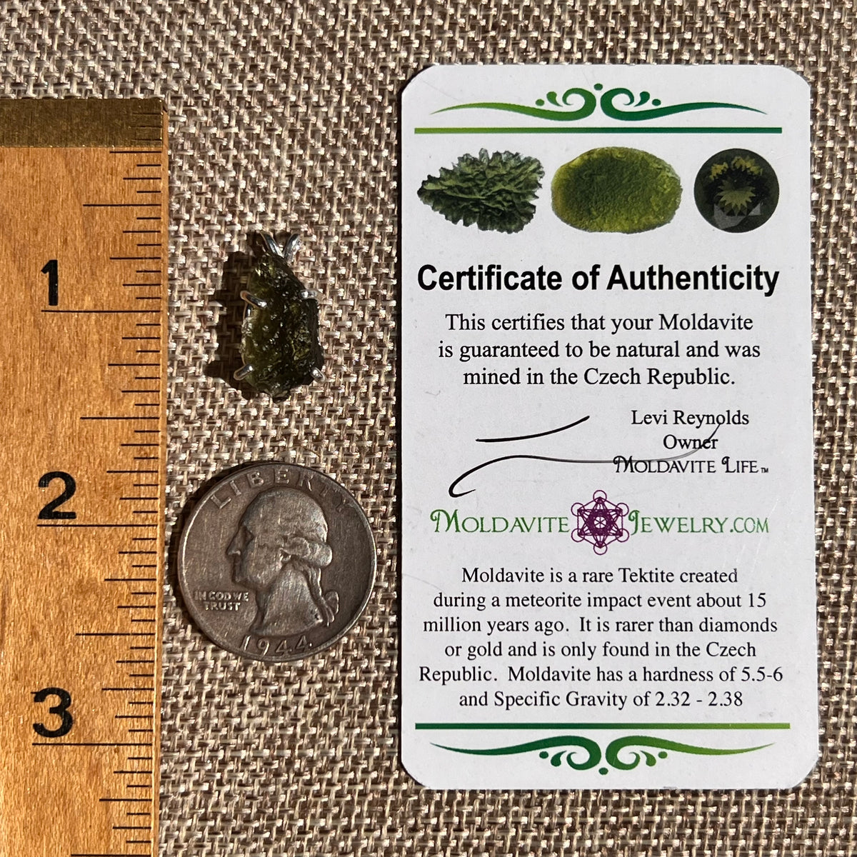 Raw Moldavite Pendant Sterling Silver #8845-Moldavite Life