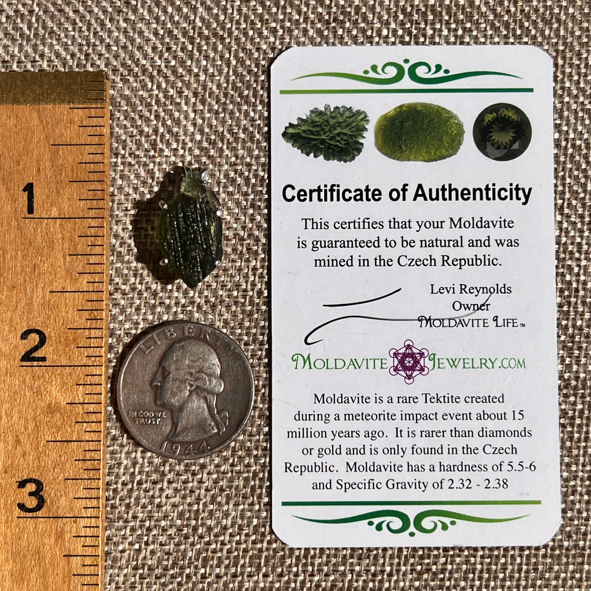 Raw Moldavite Pendant Sterling Silver #8846-Moldavite Life