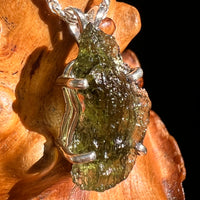 Raw Moldavite Pendant Sterling Silver #8847-Moldavite Life
