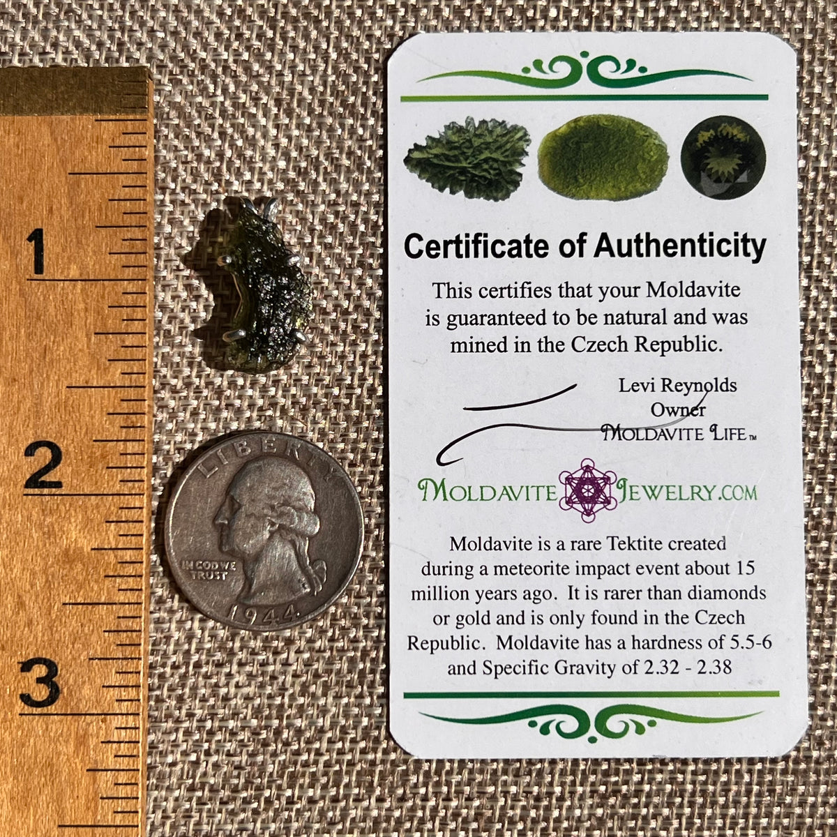 Raw Moldavite Pendant Sterling Silver #8847-Moldavite Life