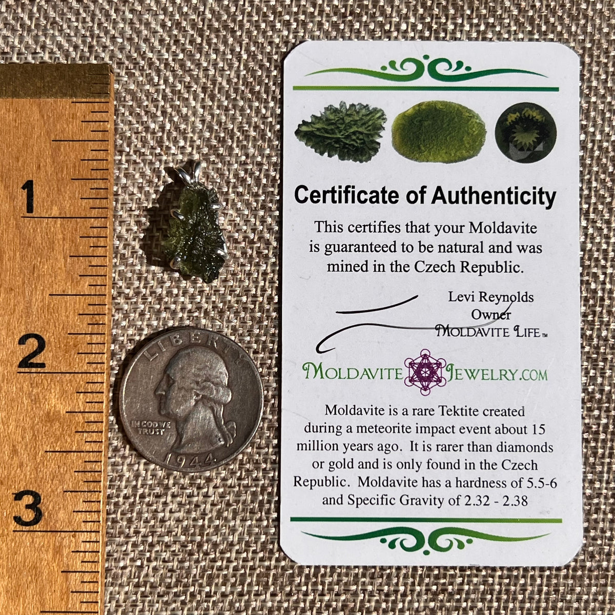 Raw Moldavite Pendant Sterling Silver #8848-Moldavite Life