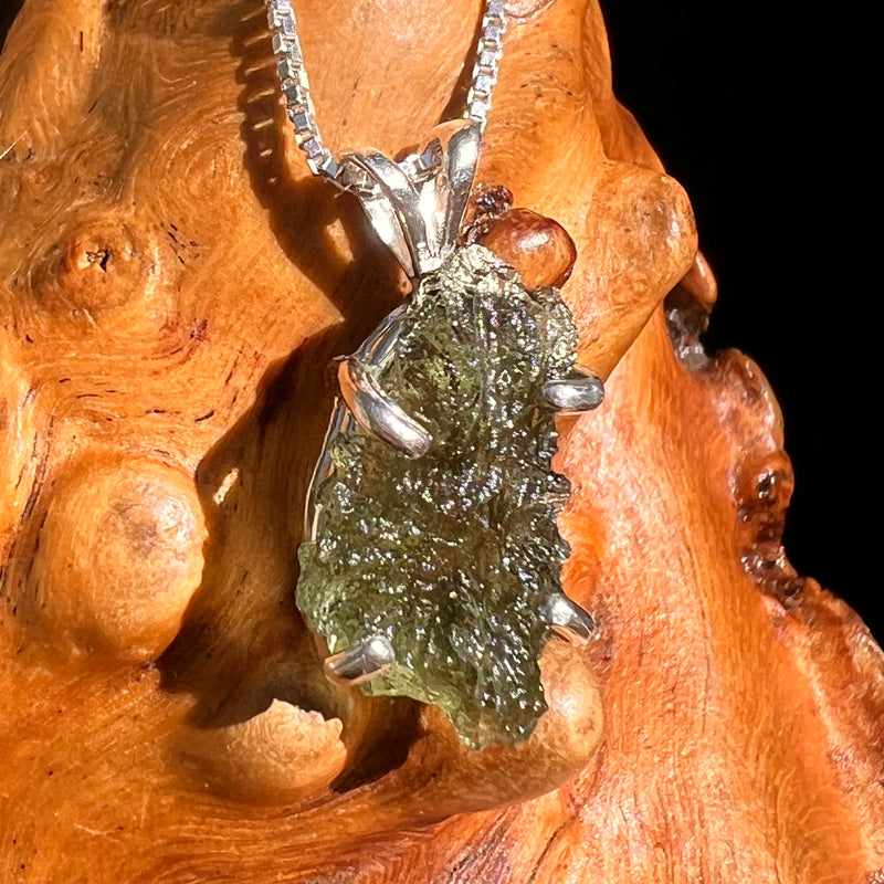 Raw Moldavite Pendant Sterling Silver #8848-Moldavite Life