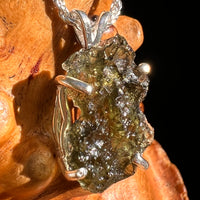Raw Moldavite Pendant Sterling Silver #8849-Moldavite Life