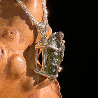 Raw Moldavite Pendant Sterling Silver #8849-Moldavite Life