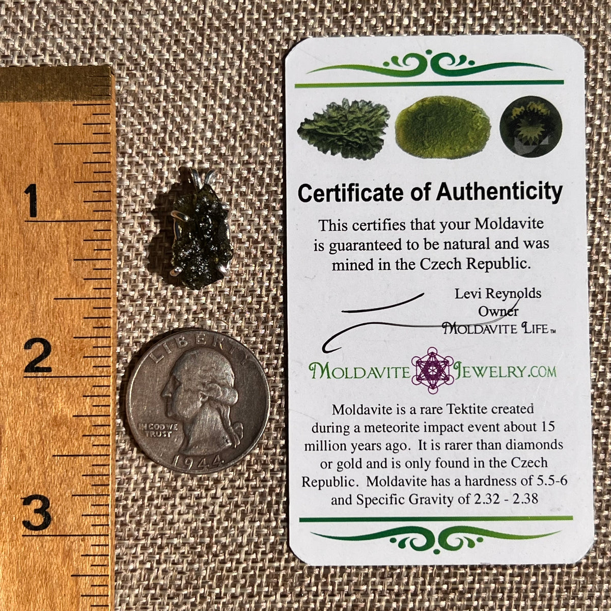 Raw Moldavite Pendant Sterling Silver #8849-Moldavite Life