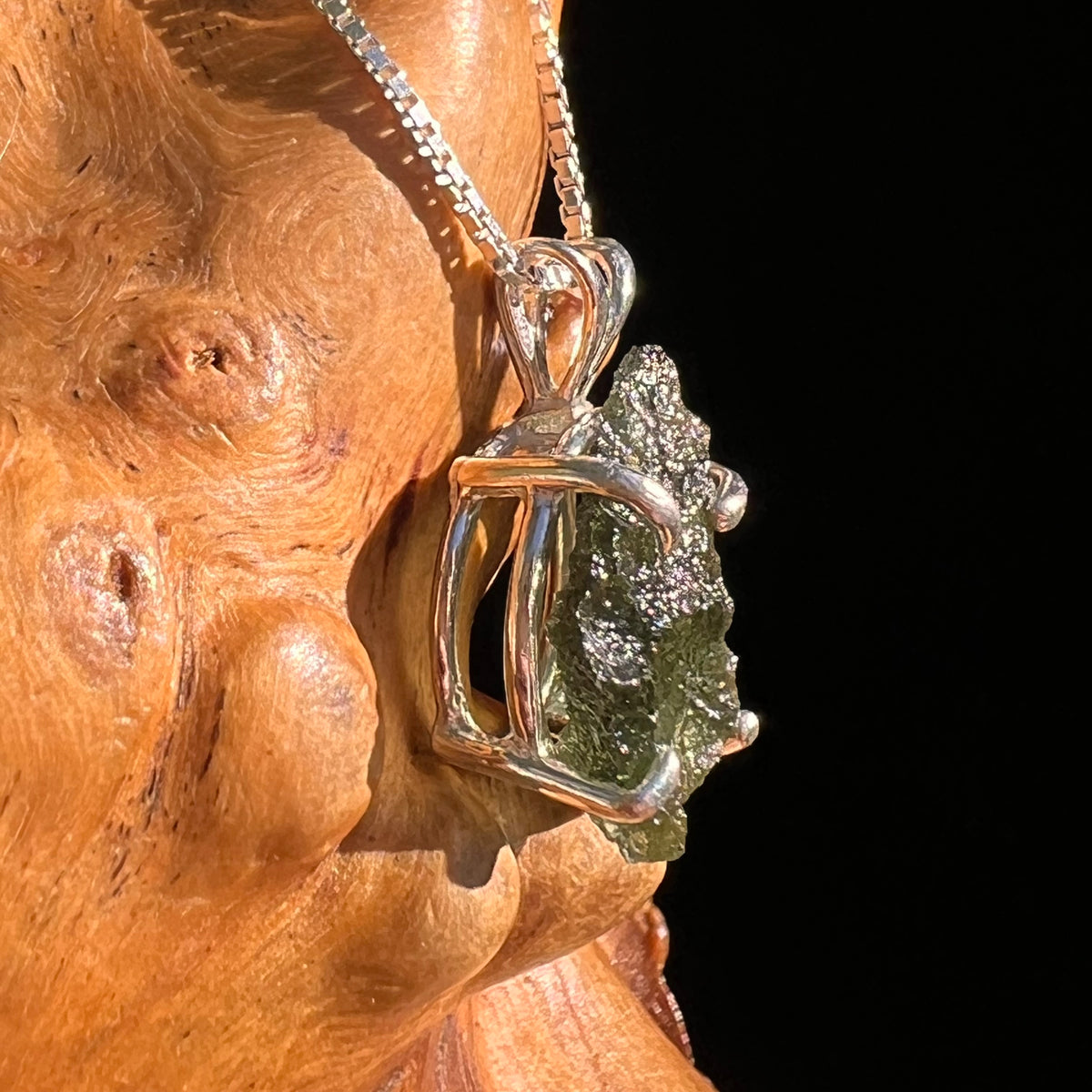 Raw Moldavite Pendant Sterling Silver #8851-Moldavite Life