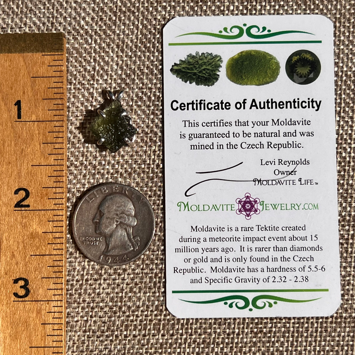 Raw Moldavite Pendant Sterling Silver #8851-Moldavite Life