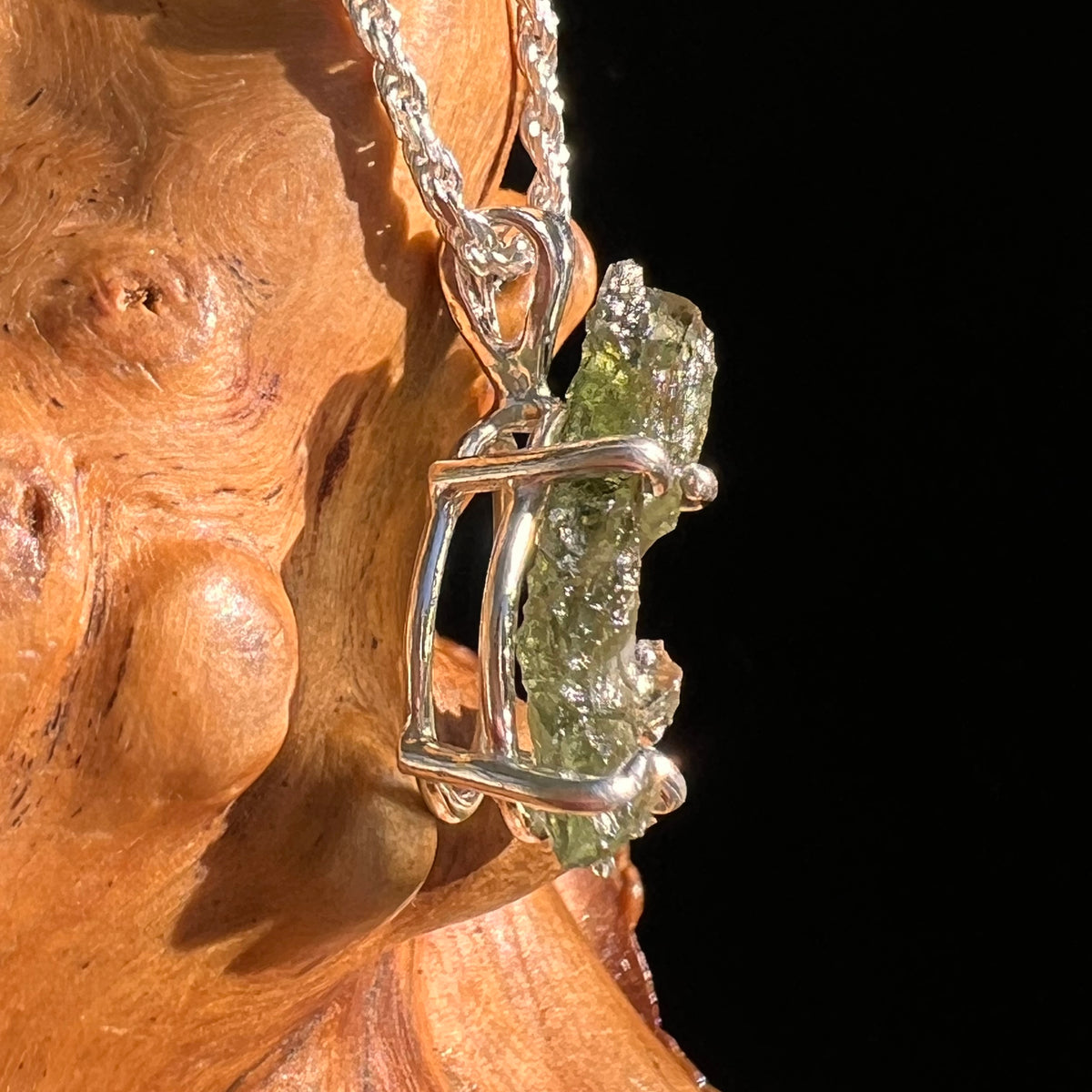 Raw Moldavite Pendant Sterling Silver #8852-Moldavite Life
