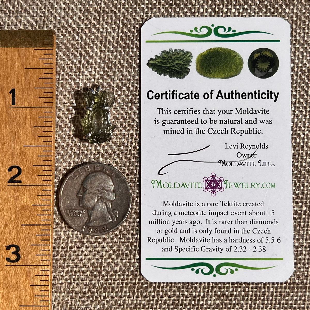 Raw Moldavite Pendant Sterling Silver #8852-Moldavite Life