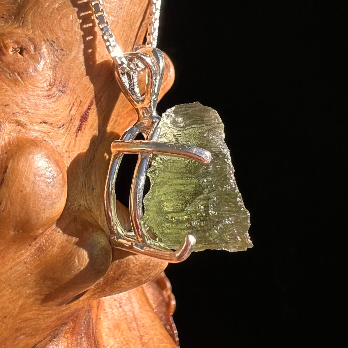 Raw Moldavite Pendant Sterling Silver #8853-Moldavite Life
