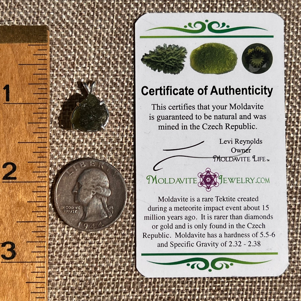 Raw Moldavite Pendant Sterling Silver #8853-Moldavite Life