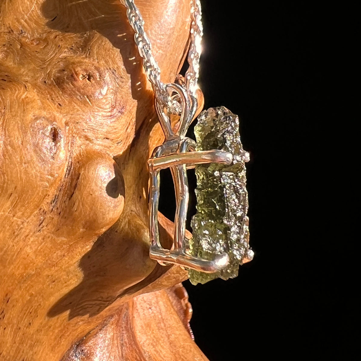 Raw Moldavite Pendant Sterling Silver #8855-Moldavite Life