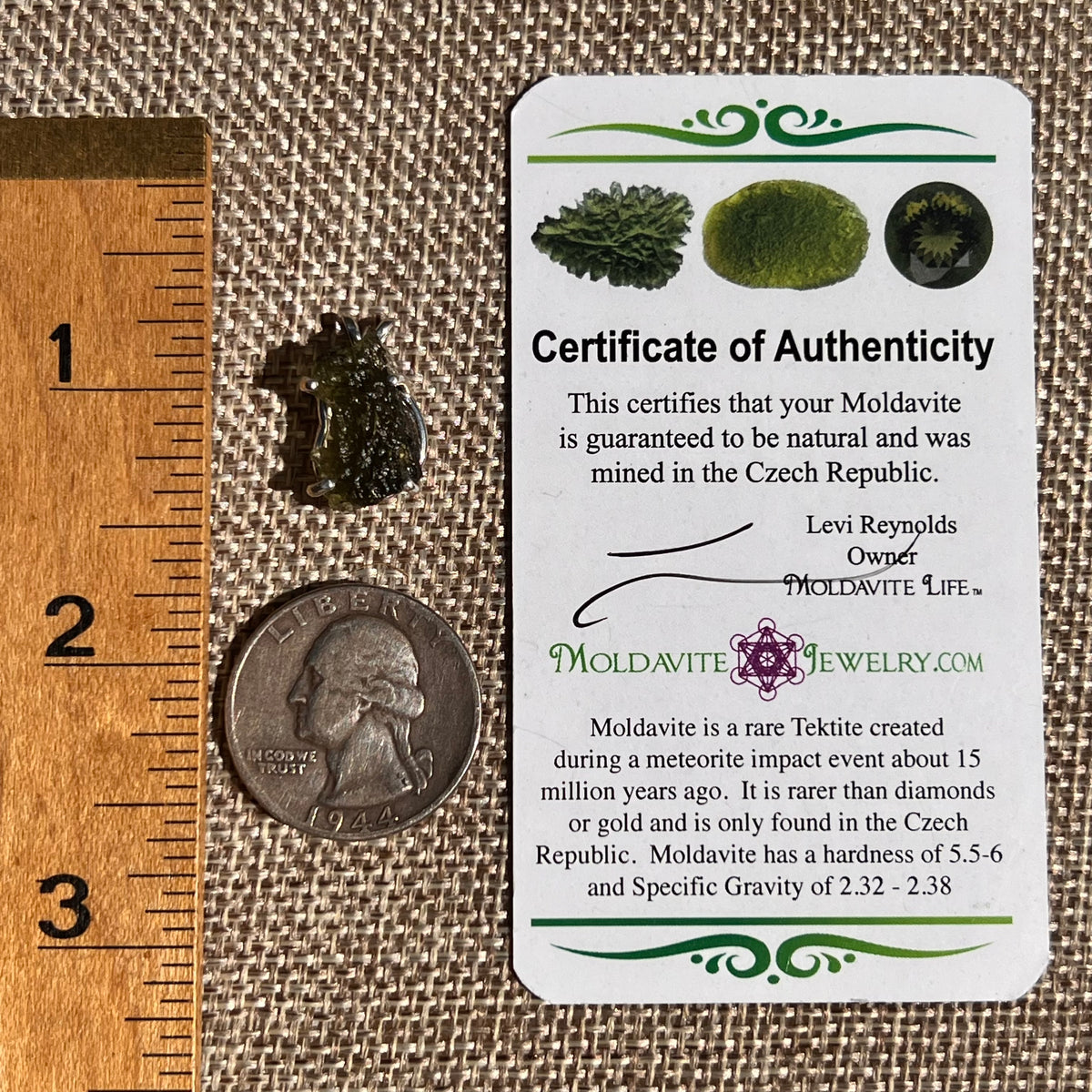 Raw Moldavite Pendant Sterling Silver #8855-Moldavite Life