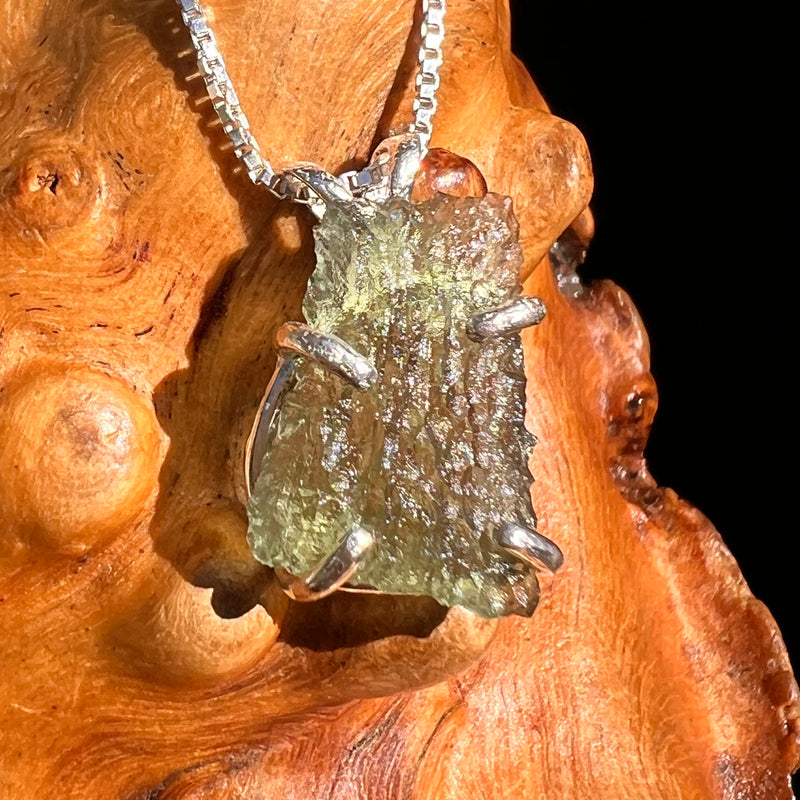 Raw Moldavite Pendant Sterling Silver #8856-Moldavite Life