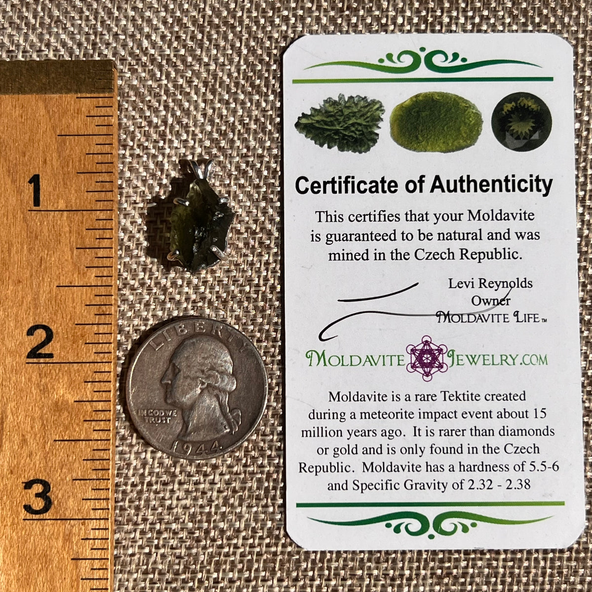 Raw Moldavite Pendant Sterling Silver #8857-Moldavite Life