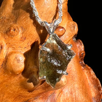 Raw Moldavite Pendant Sterling Silver #8857-Moldavite Life