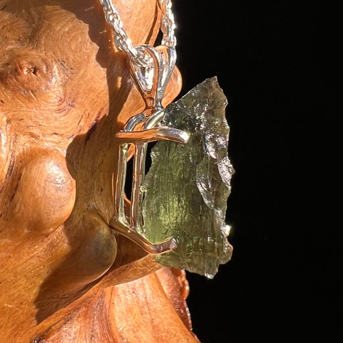 Raw Moldavite Pendant Sterling Silver #8858-Moldavite Life