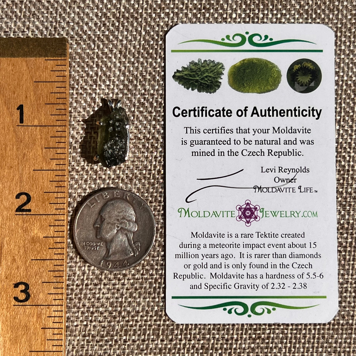 Raw Moldavite Pendant Sterling Silver #8858-Moldavite Life
