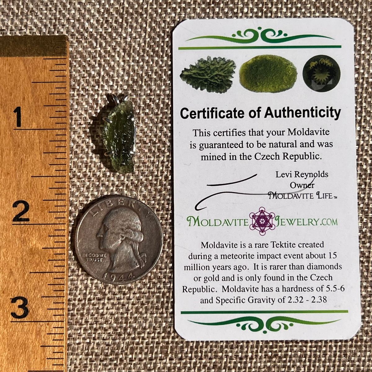 Raw Moldavite Pendant Sterling Silver #8859-Moldavite Life