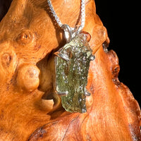 Raw Moldavite Pendant Sterling Silver #8859-Moldavite Life