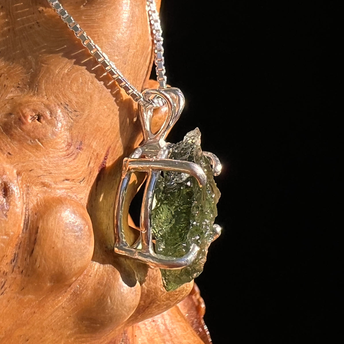 Raw Moldavite Pendant Sterling Silver #8861-Moldavite Life