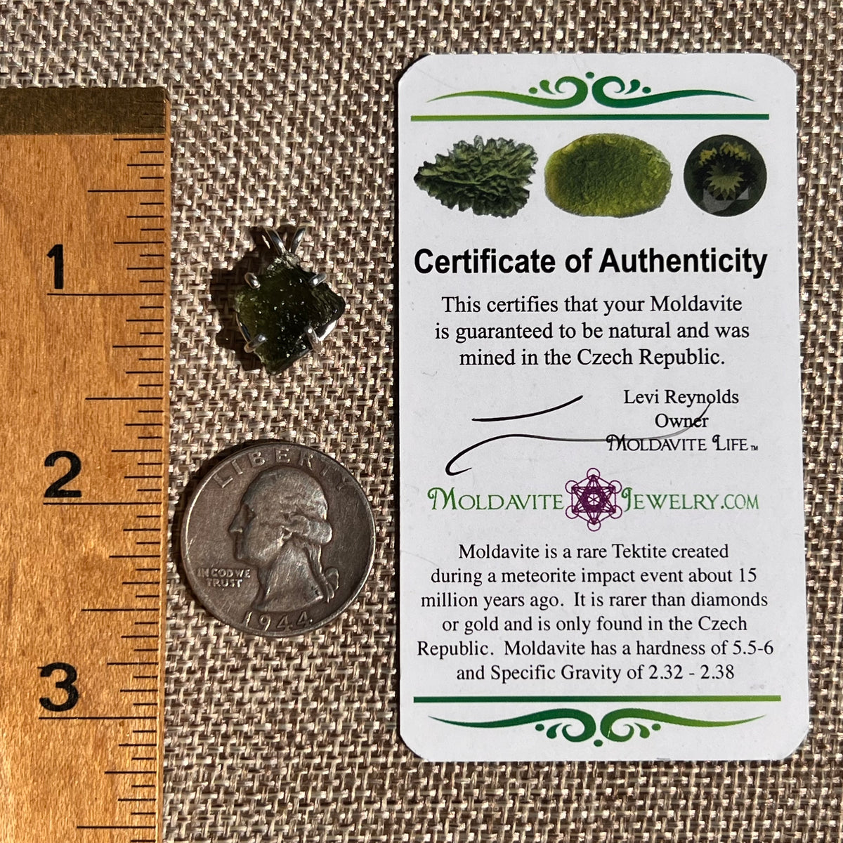 Raw Moldavite Pendant Sterling Silver #8861-Moldavite Life