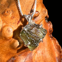 Raw Moldavite Pendant Sterling Silver #8861-Moldavite Life