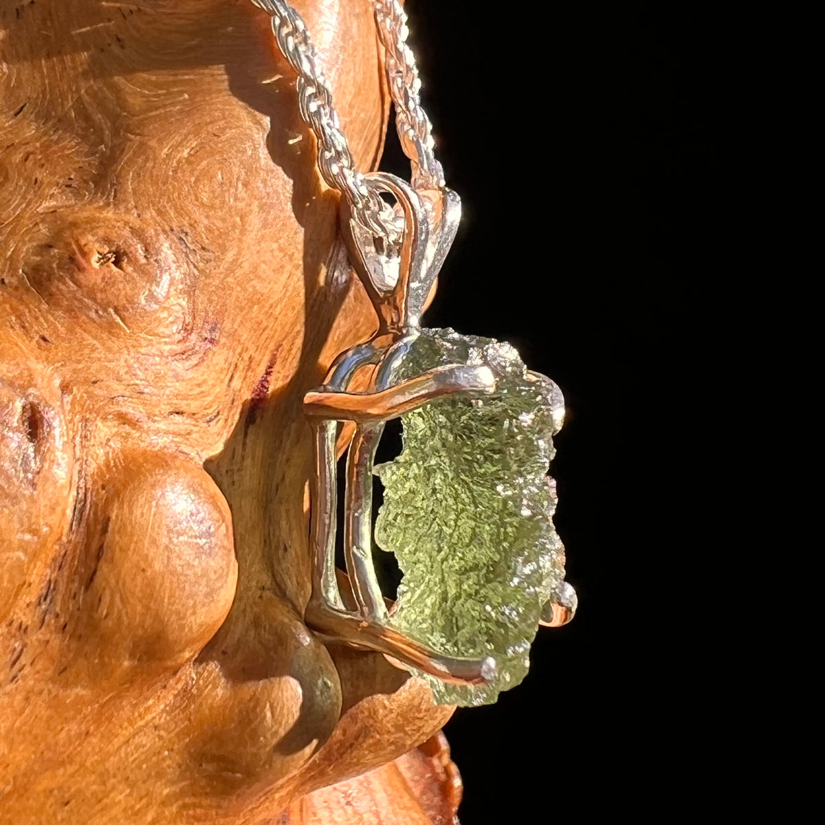 Raw Moldavite Pendant Sterling Silver #8862-Moldavite Life