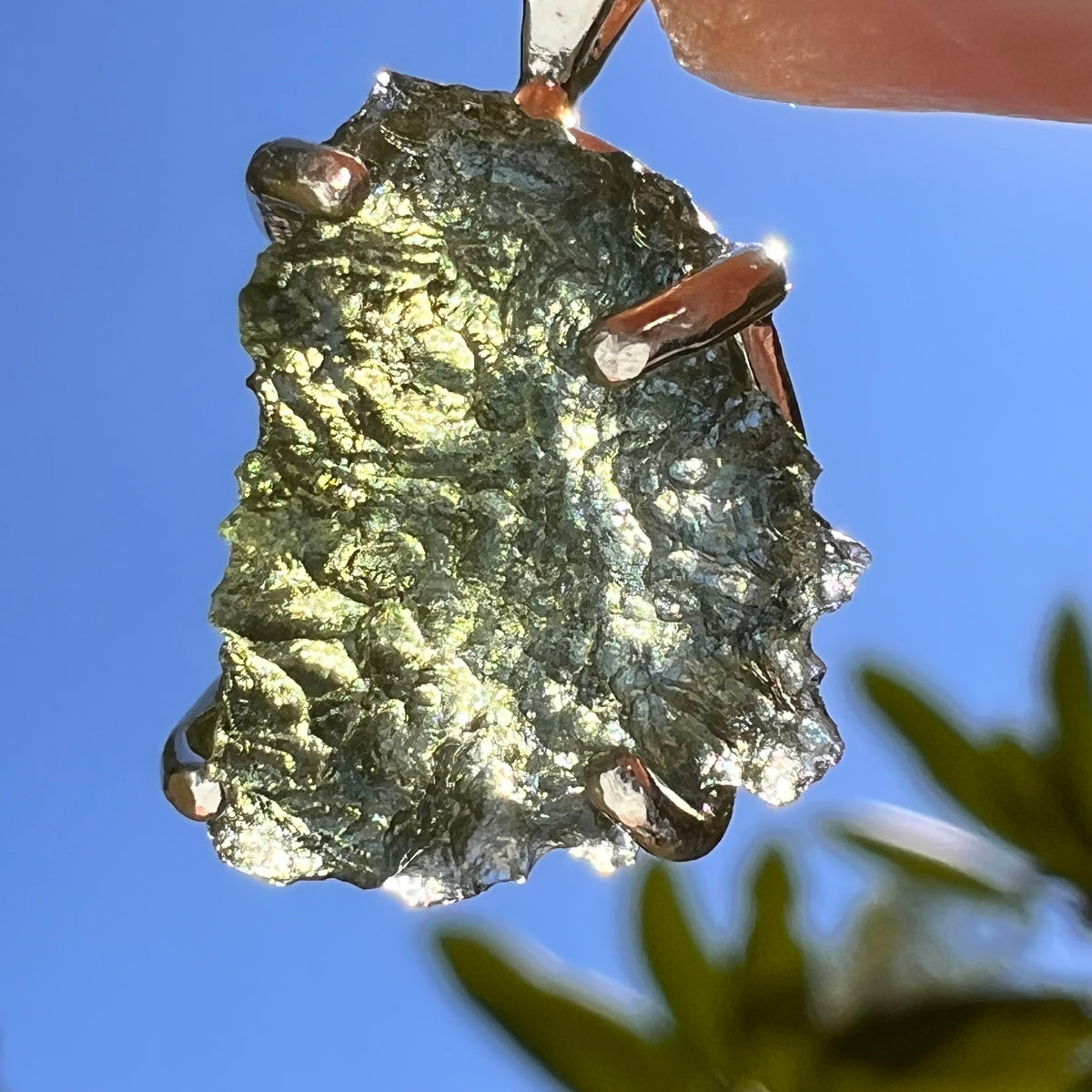 Raw Moldavite Pendant Sterling Silver #8862-Moldavite Life