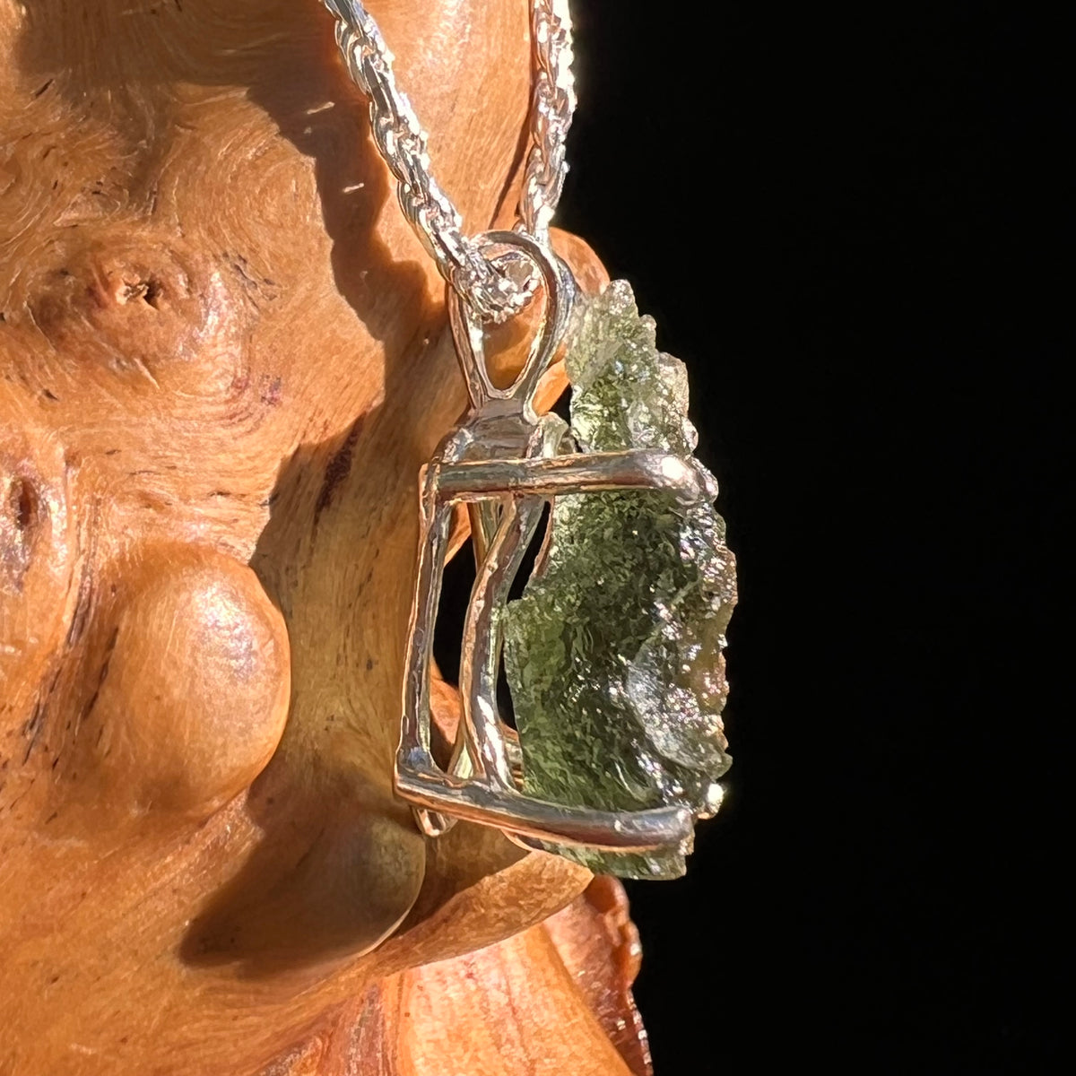 Raw Moldavite Pendant Sterling Silver #8863-Moldavite Life