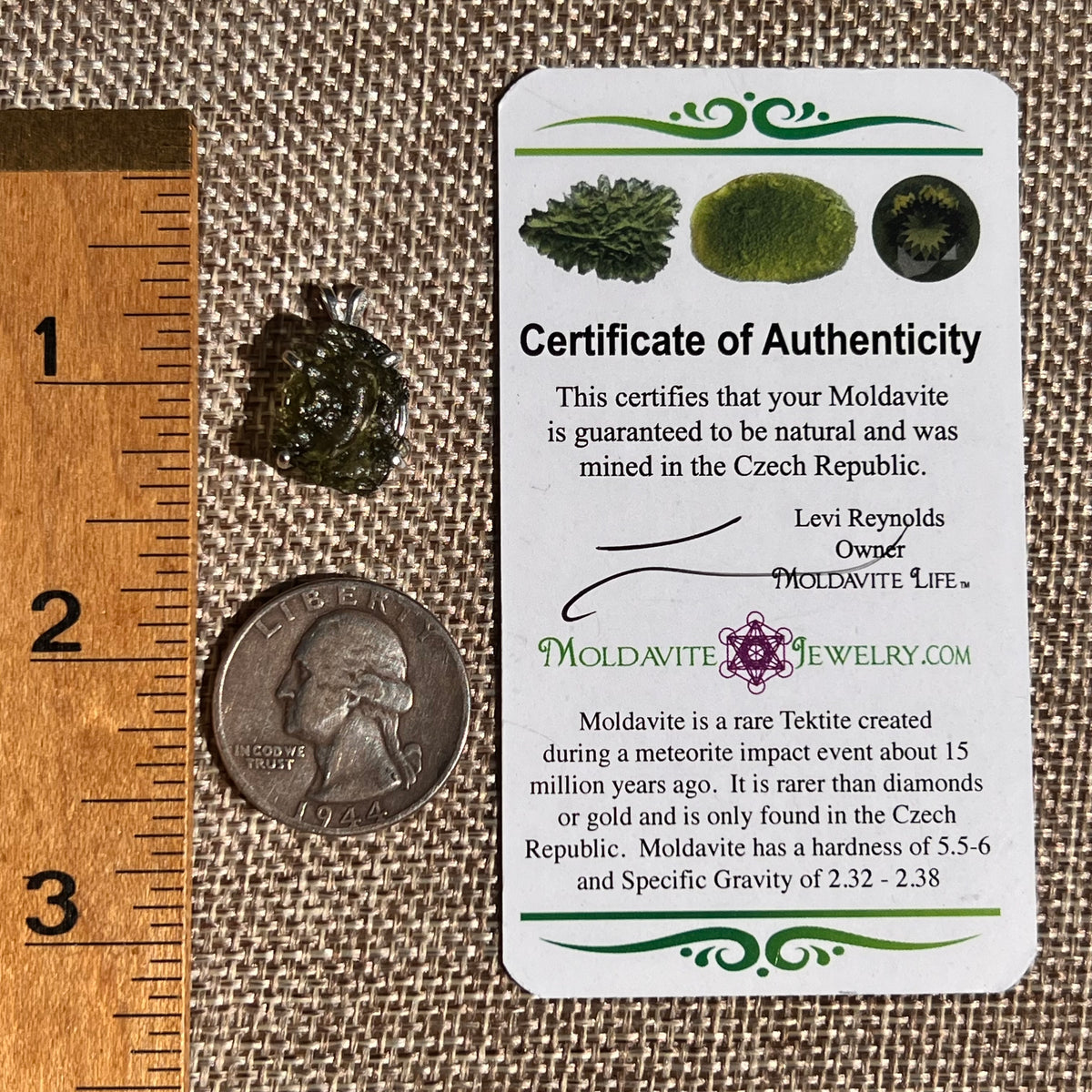 Raw Moldavite Pendant Sterling Silver #8864-Moldavite Life
