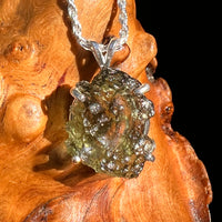 Raw Moldavite Pendant Sterling Silver #8864-Moldavite Life