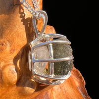Raw Moldavite & Phenakite Pendant Sterling #7521-Moldavite Life
