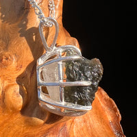 Raw Moldavite & Phenakite Pendant Sterling #7522-Moldavite Life