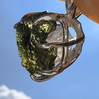 Raw Moldavite & Phenakite Pendant Sterling #7523-Moldavite Life